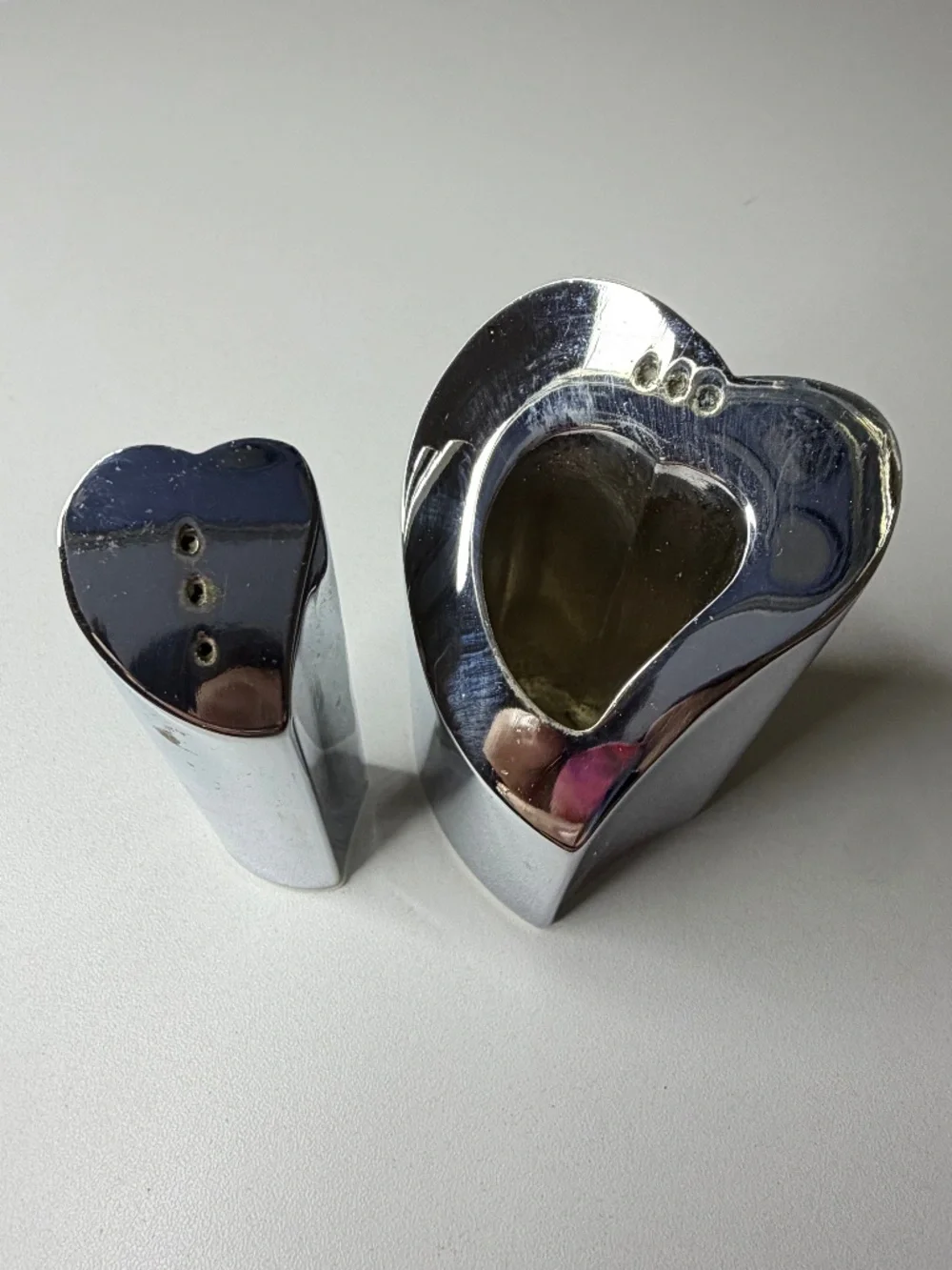 Vintage Lenox Heart in Heart Forevermore Silver Tone Salt Pepper Shaker Set 3